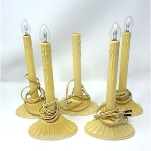 5 VTG Holiday Christmas Window Candle Candlestick Electric Plastic Wax Drip Work